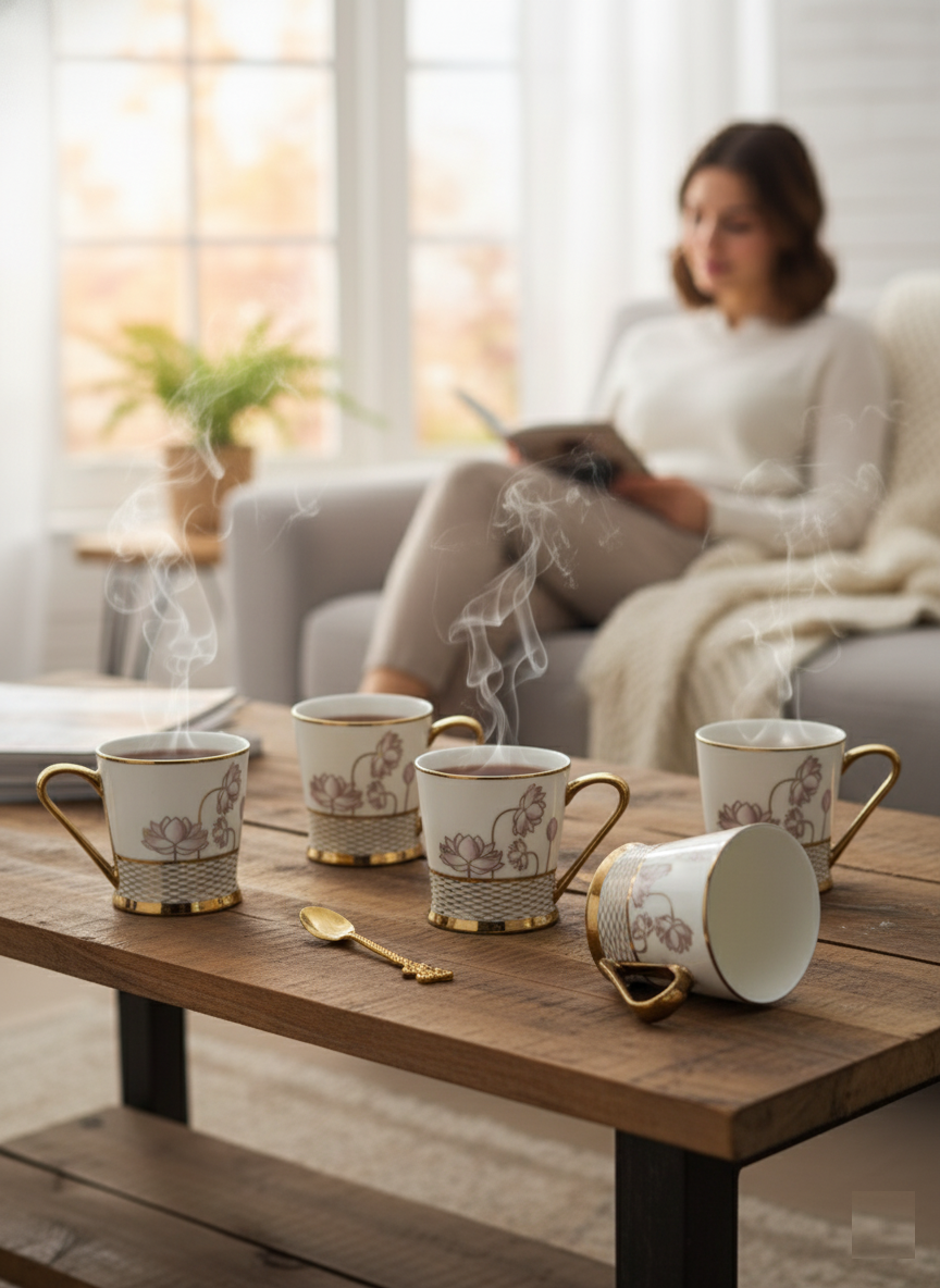 Clay Craft Peter Ebony Coffee & Tea Mugs Set of 6 (E617)