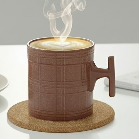 JCPL Grid Checkmate Milk & Coffee Mugs, 1 Pcs, Plum