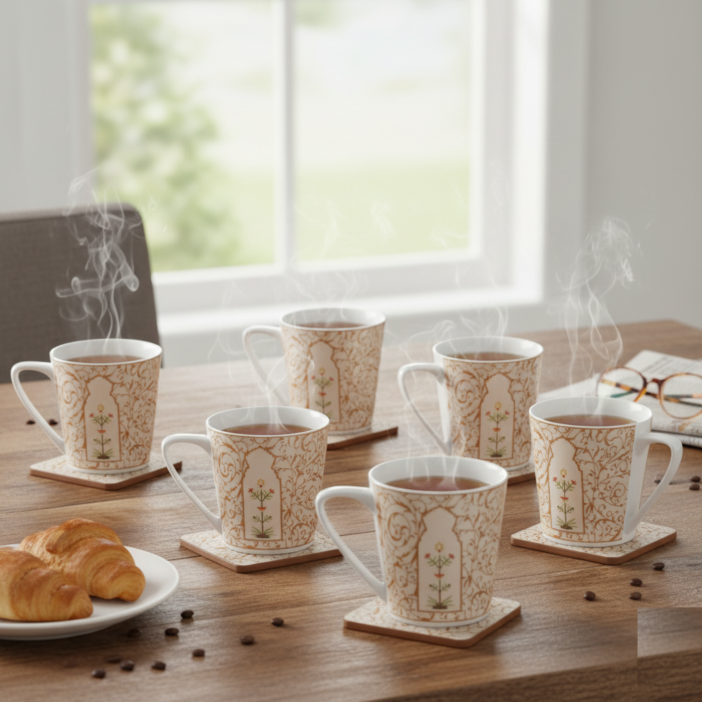 Clay Craft Rock Hilton Coffee & Tea Mugs Set of 6 (H316)