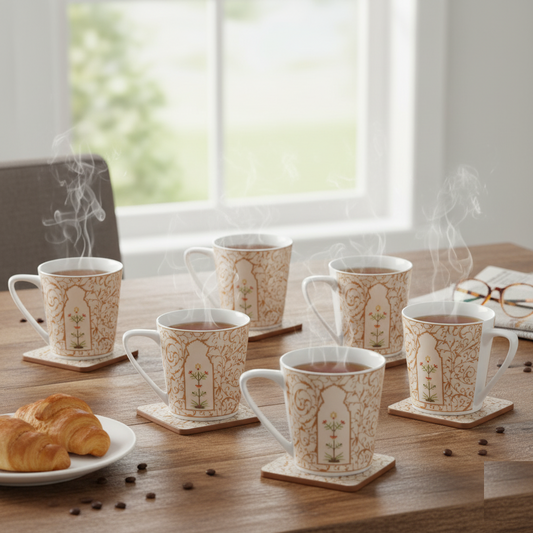 Clay Craft Rock Hilton Coffee & Tea Mugs Set of 6 (H316)