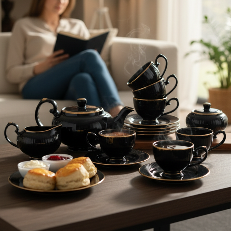 Clay Craft Julie Impression Luxurious 1401 Black Tea Set of 15