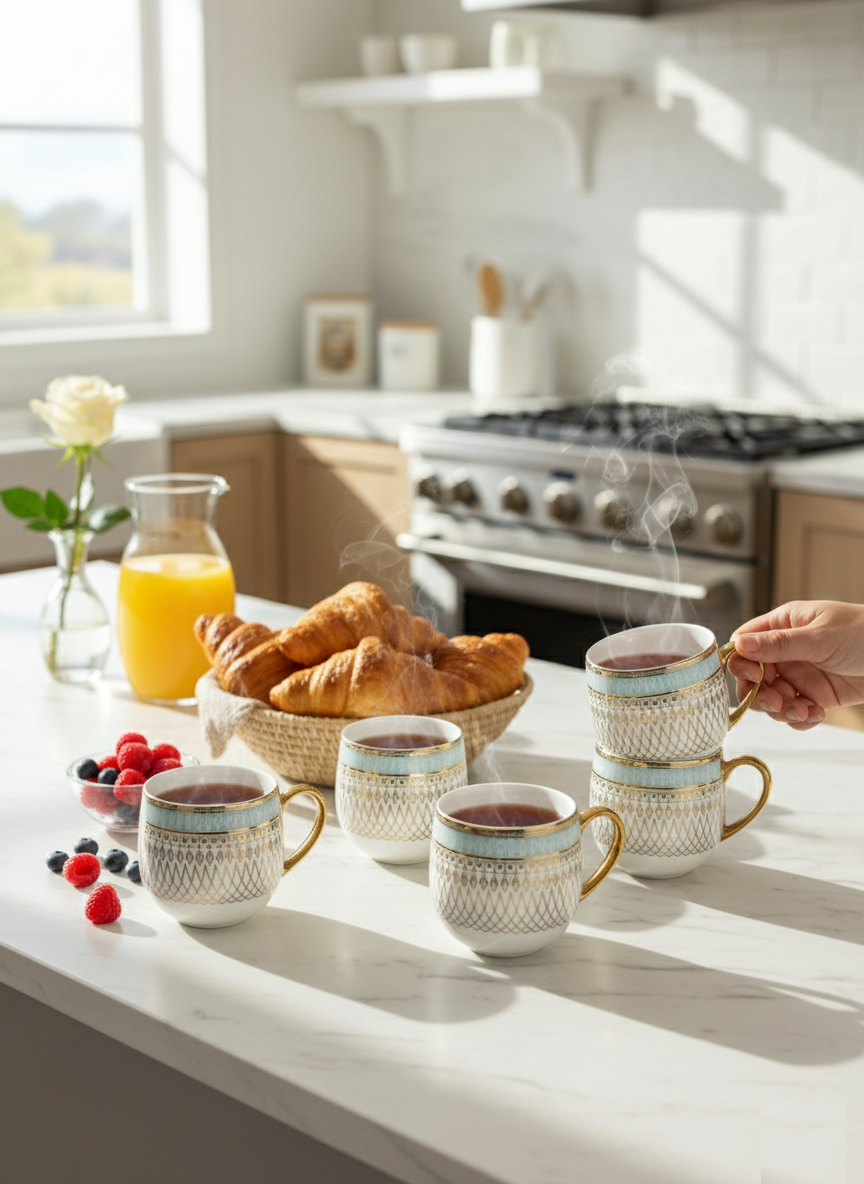 Clay Craft Charli Ebony Coffee & Tea Mugs Set of 6 (E608)