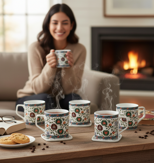 Clay Craft Director Hilton Coffee & Tea Mugs Set of 6 (H376)