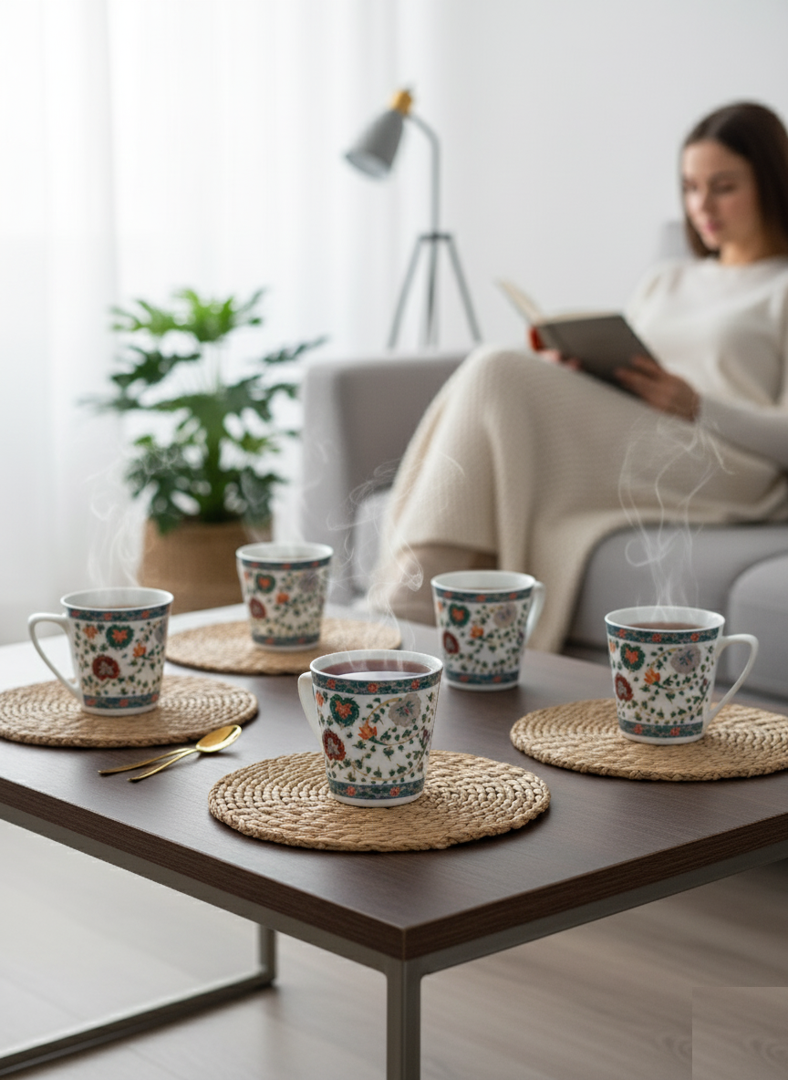 Clay Craft Rock Hilton Coffee & Tea Mugs Set of 6 (H376)