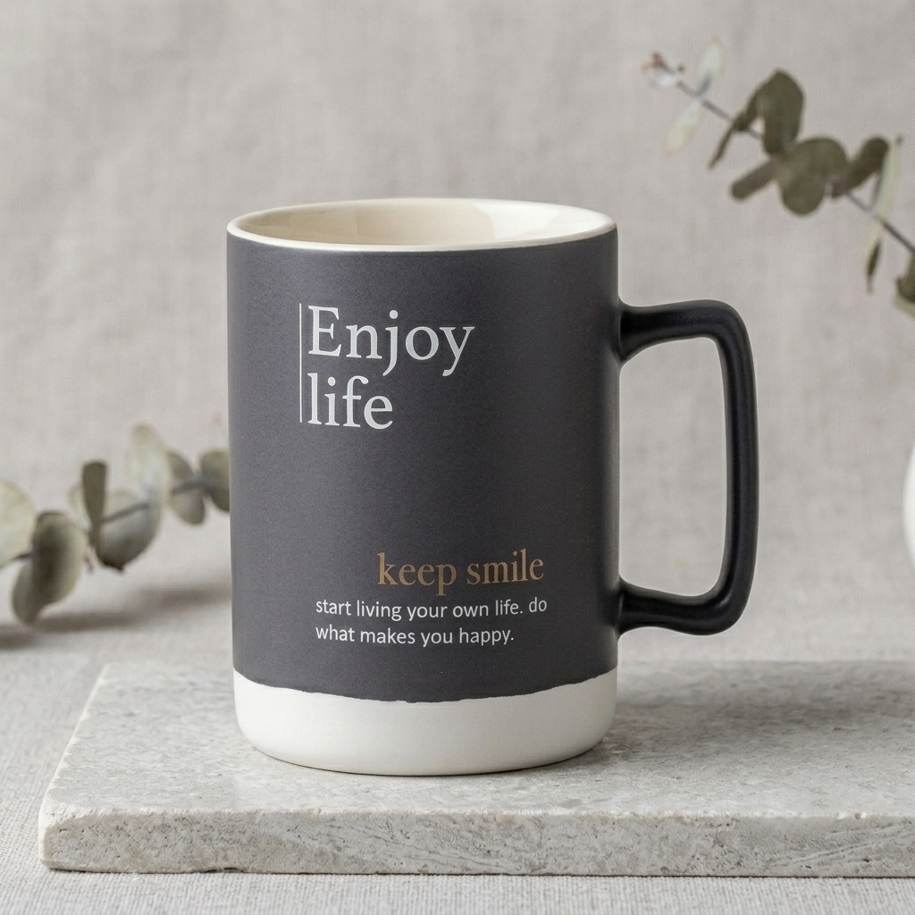 Clay Craft Verse Trunk Pebble Ceramic Coffee & Milk Mug with Printed Quotes