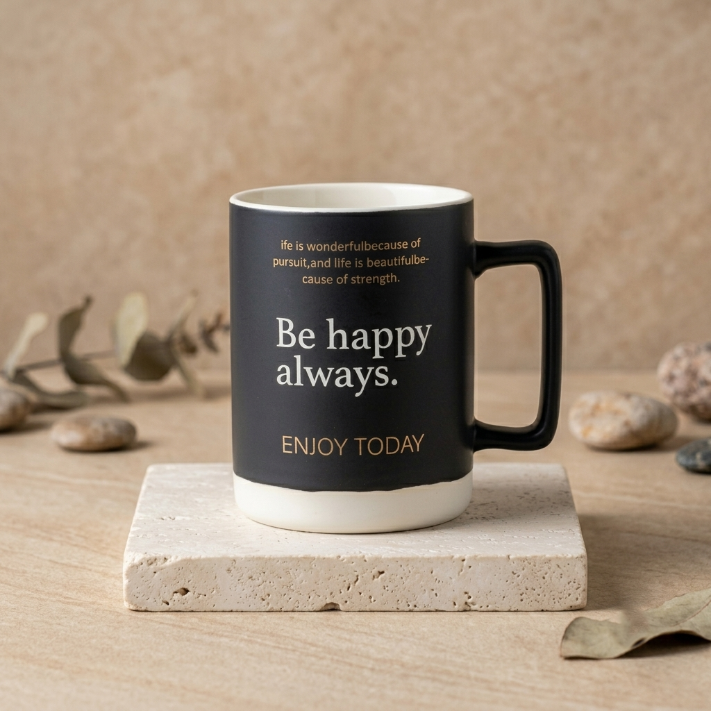 Clay Craft Verse Trunk Pebble Ceramic Coffee & Milk Mug with Printed Quotes