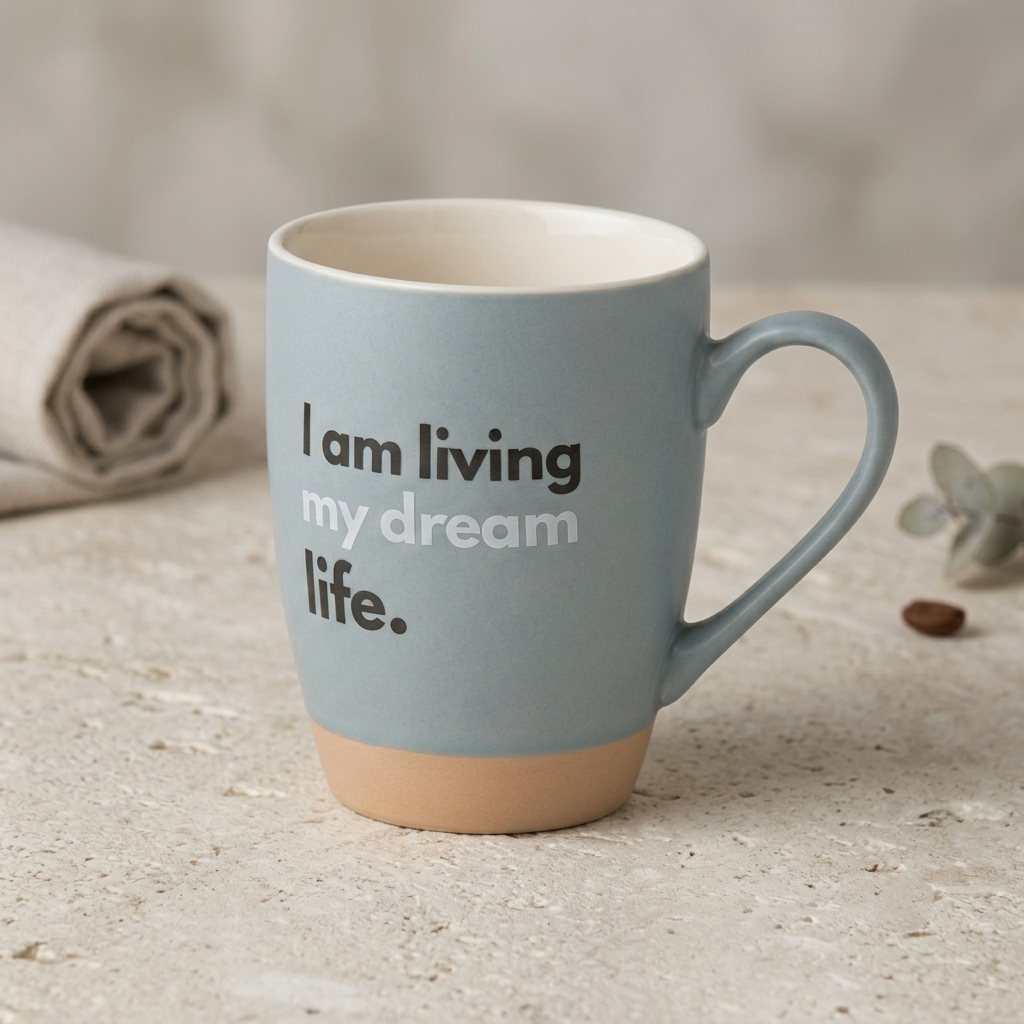 Clay Craft Aspire Trunk Pebble Ceramic Coffee & Milk Mug with Printed Quotes