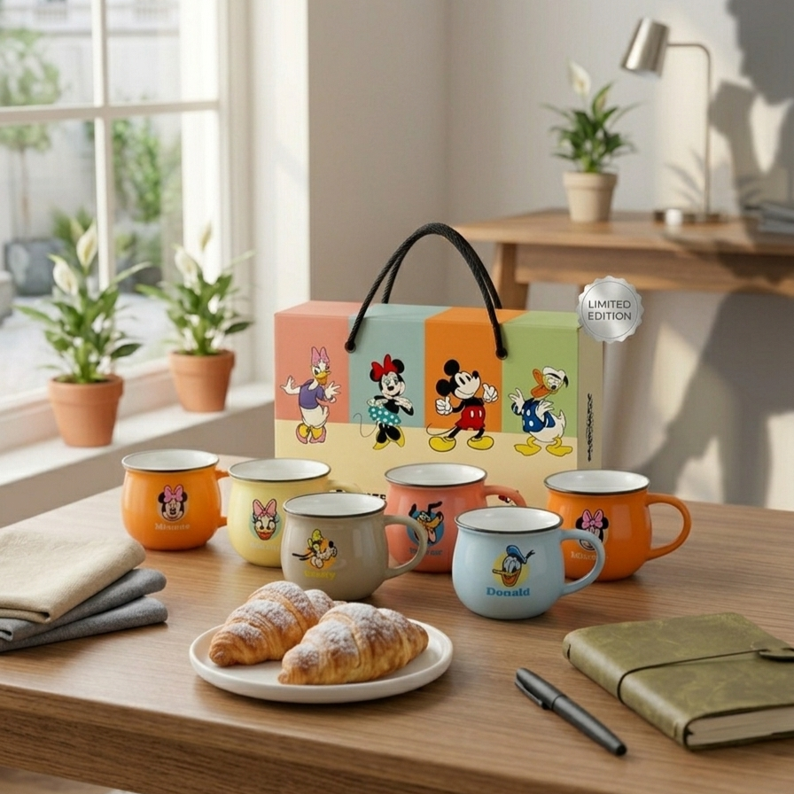 Disney Donald Multi Colour Coffee & Tea Mugs, 170ml, Set of 6