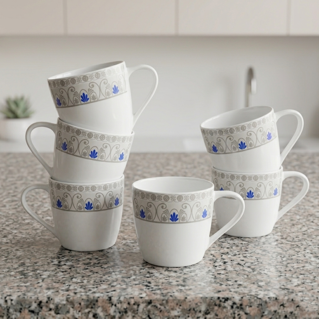 Clay Craft Nancy Super Floral Coffee & Tea Mugs, Set of 6 (S304)