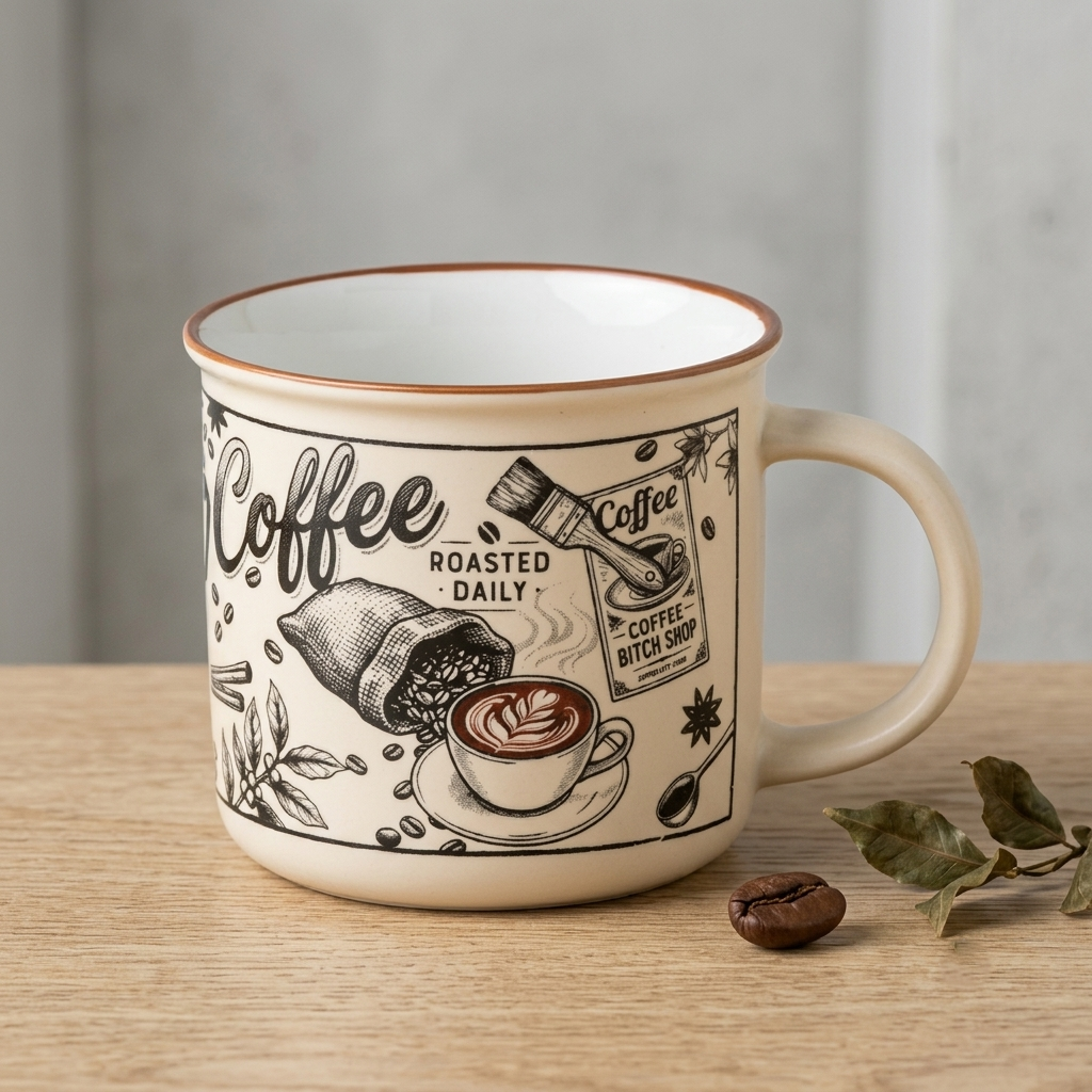 Clay Craft Bistro Trunk Pebble Ceramic Coffee & Milk Mug with Printed Quotes