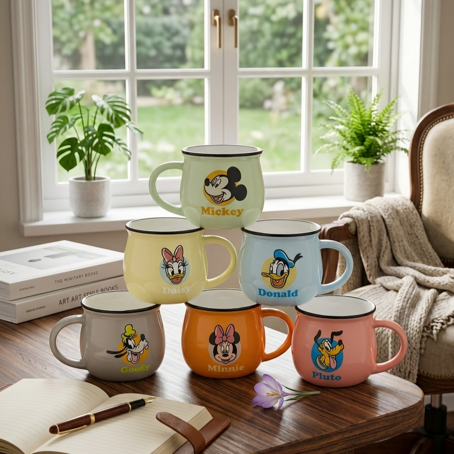 Disney Donald Multi Colour Coffee & Tea Mugs, 170ml, Set of 6