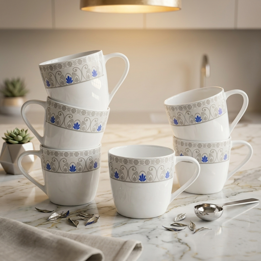 Clay Craft Nancy Super Floral Coffee & Tea Mugs, Set of 6 (S304)
