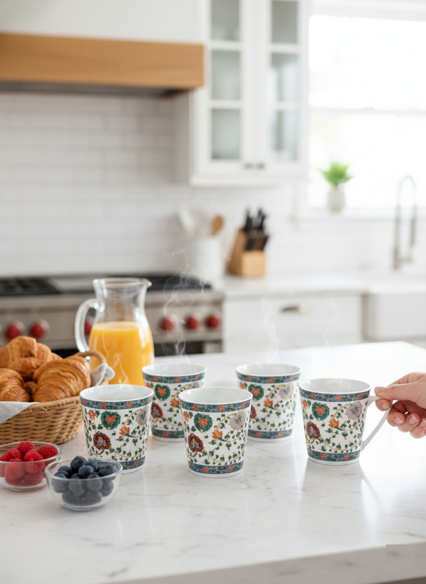 Clay Craft Rock Hilton Coffee & Tea Mugs Set of 6 (H376)