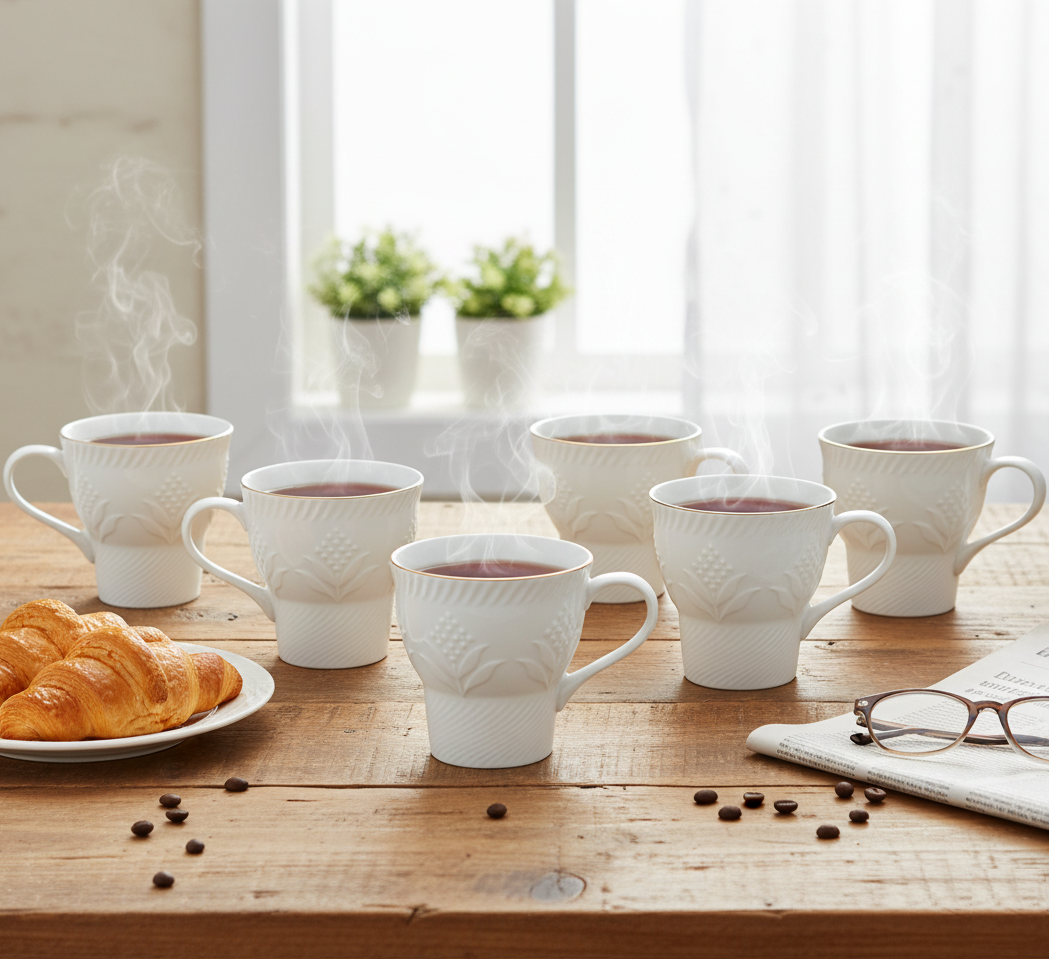 Clay Craft Aster Impression 1101 Goldline Coffee & Tea Mugs Set of 6