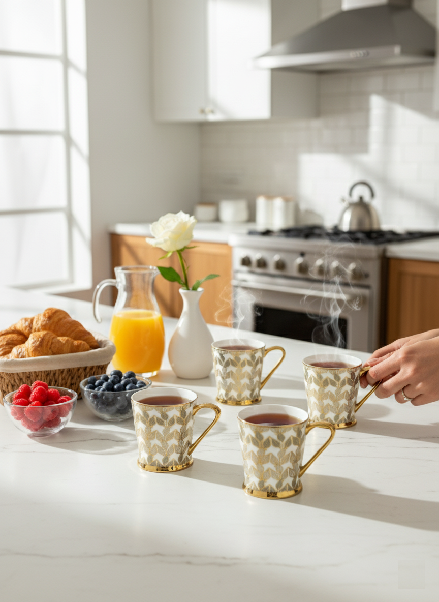 Clay Craft Peter Ebony Coffee & Tea Mugs Set of 6 (E629)