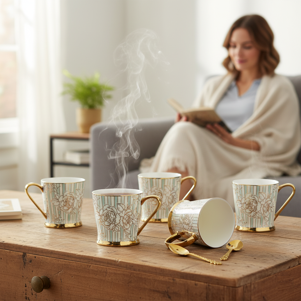 Clay Craft Peter Ebony Coffee & Tea Mugs Set of 6 (E631)