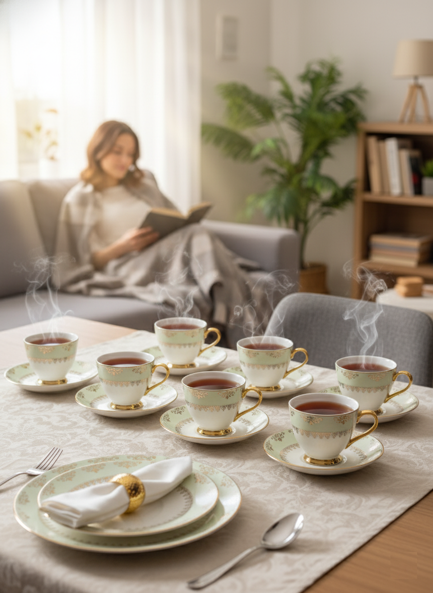 Clay Craft King Ebony Cup & Saucer, Set of 12 (6 Cups + 6 Saucers), 180 ml, (E607)