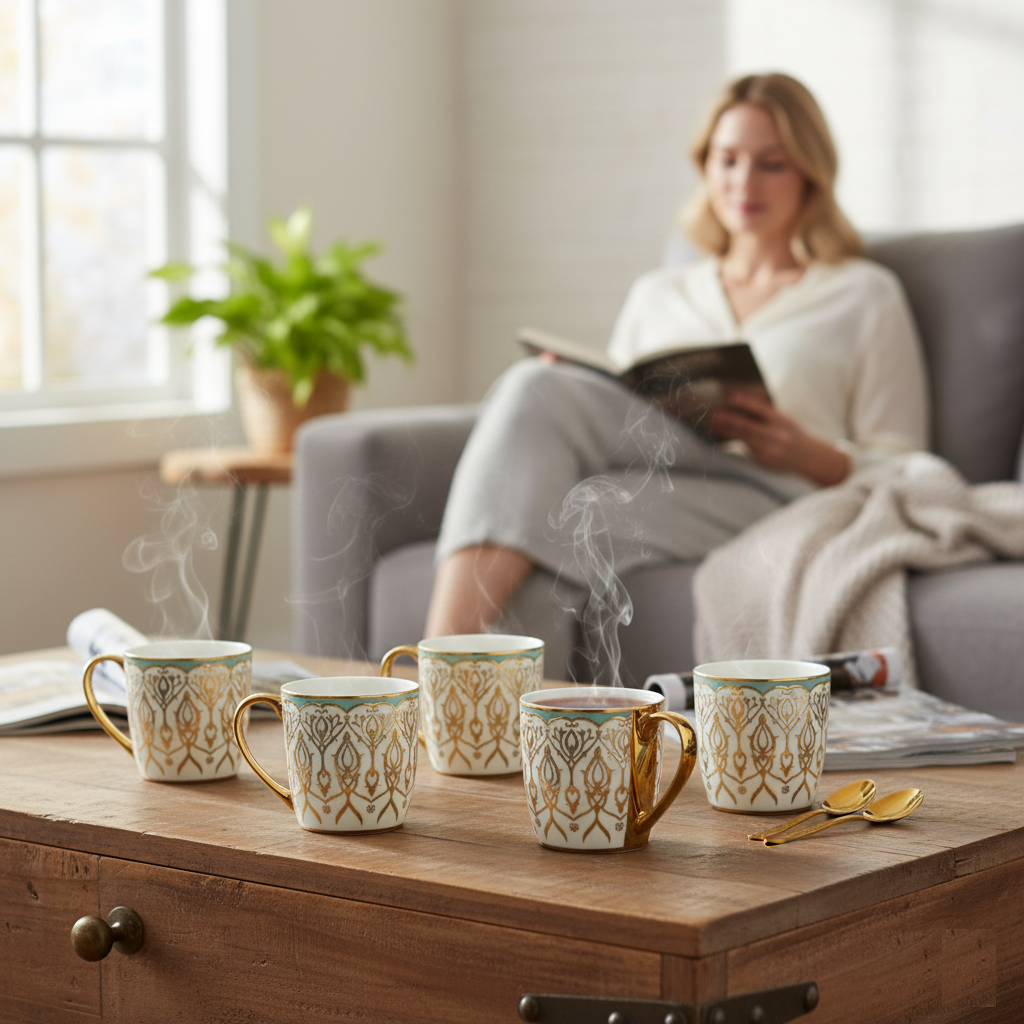 Clay Craft Alton Ebony Coffee & Tea Mugs Set of 6 (E629)