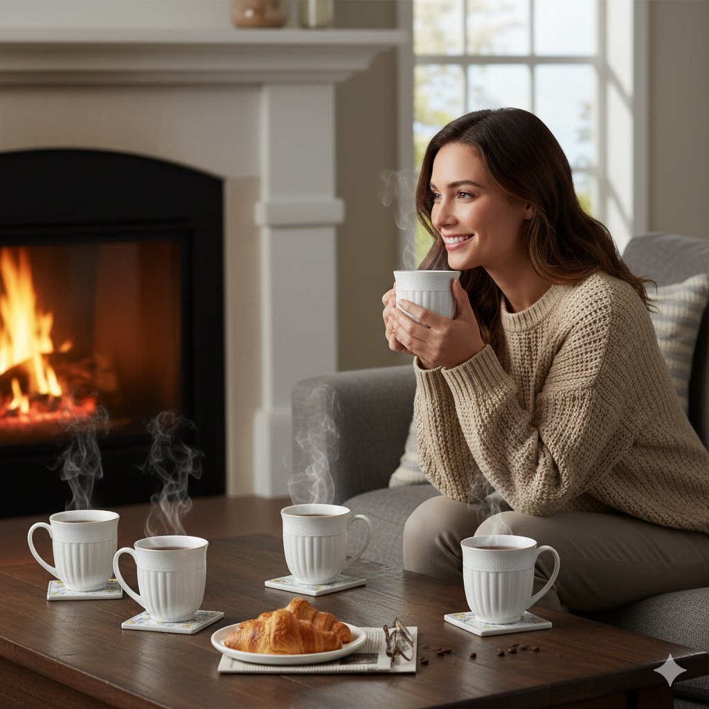 Clay Craft Esha Impression 1101 Goldline Coffee & Tea Mugs Set of 6