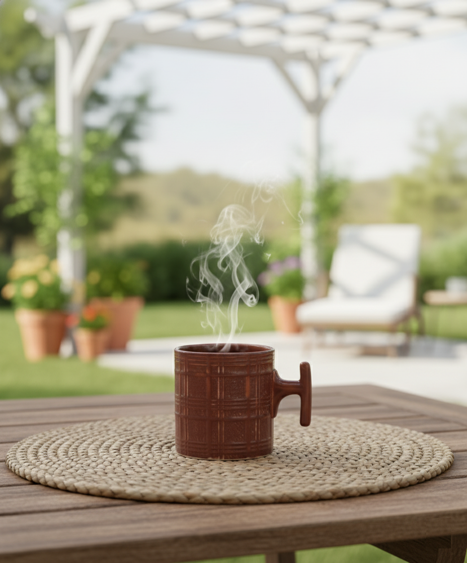 JCPL Grid Checkmate Coffee & Tea Mugs Set of 6, Plum