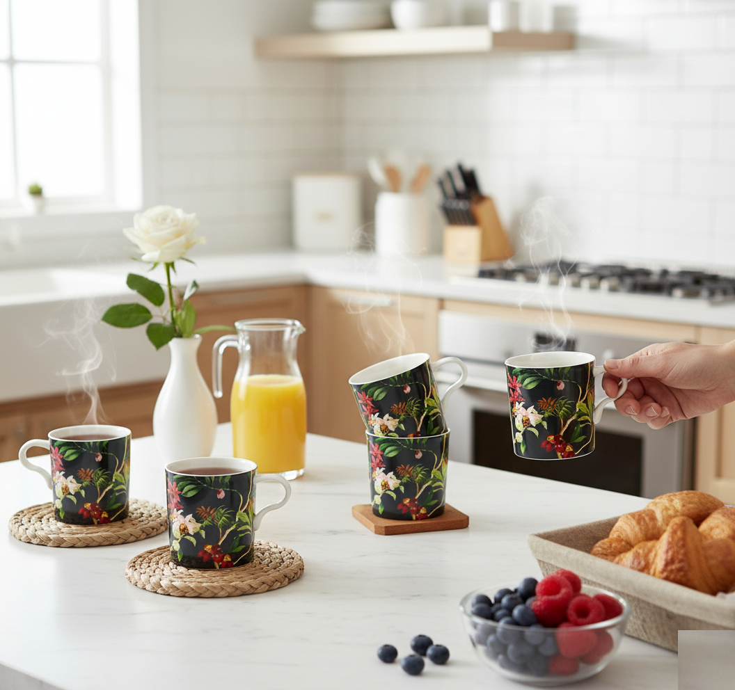 JCPL Louis Ebok Coffee & Tea Mugs Set of 6, 180 ml (ES302)