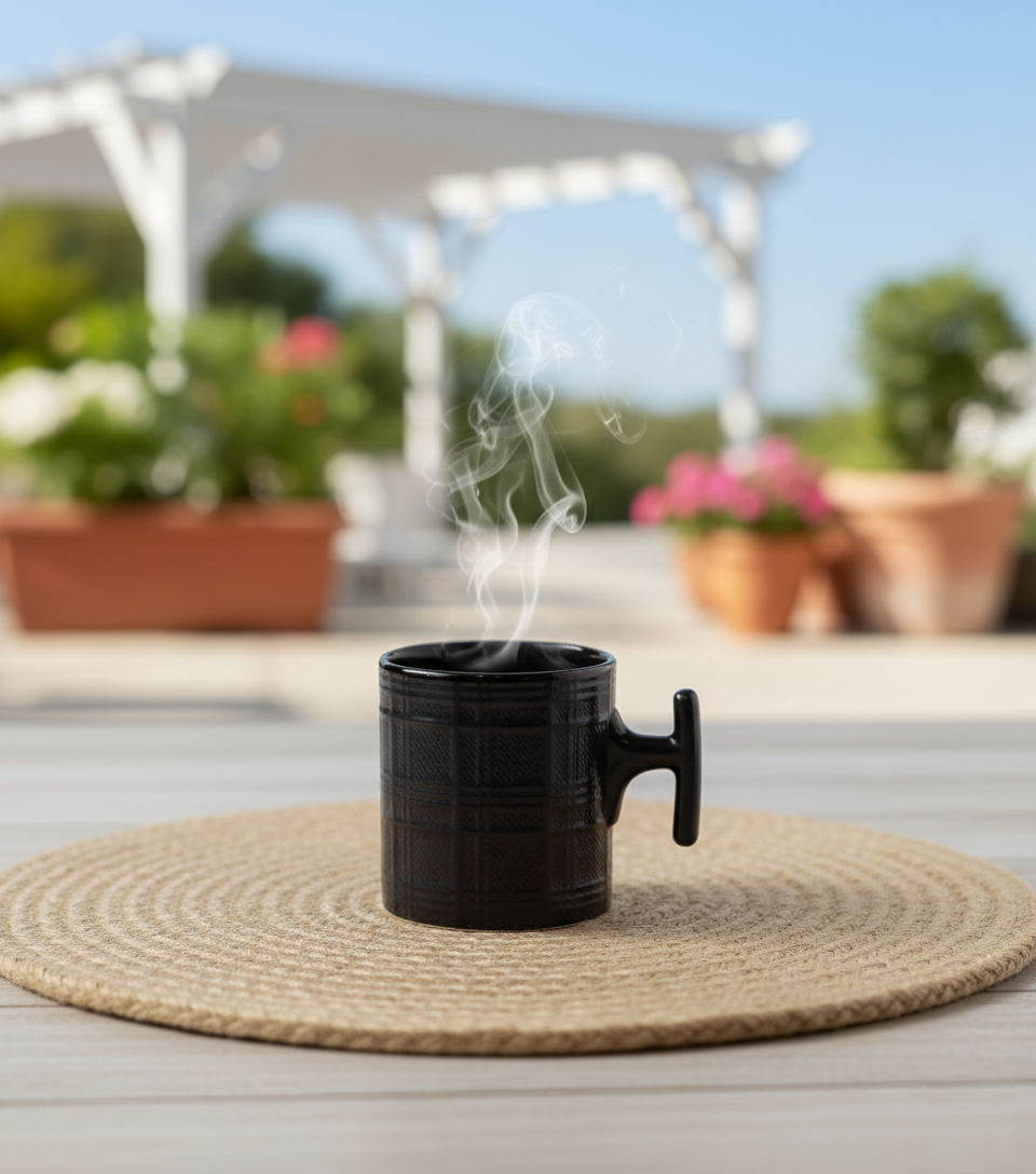 JCPL Grid Checkmate Coffee & Tea Mugs Set of 6, Black