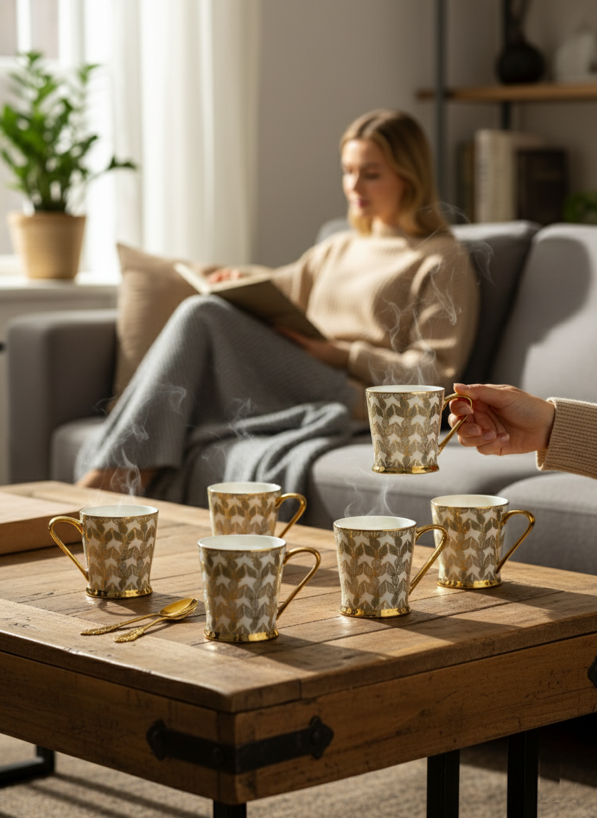 Clay Craft Peter Ebony Coffee & Tea Mugs Set of 6 (E629)