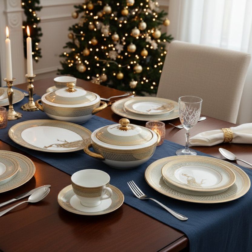 Clay Craft Urmi Ebony Dinner Set of 40 Pcs (E601)