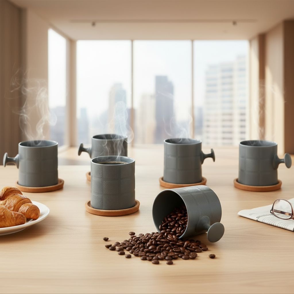 JCPL Bold Checkmate Coffee & Tea Mugs Set of 6, Grey