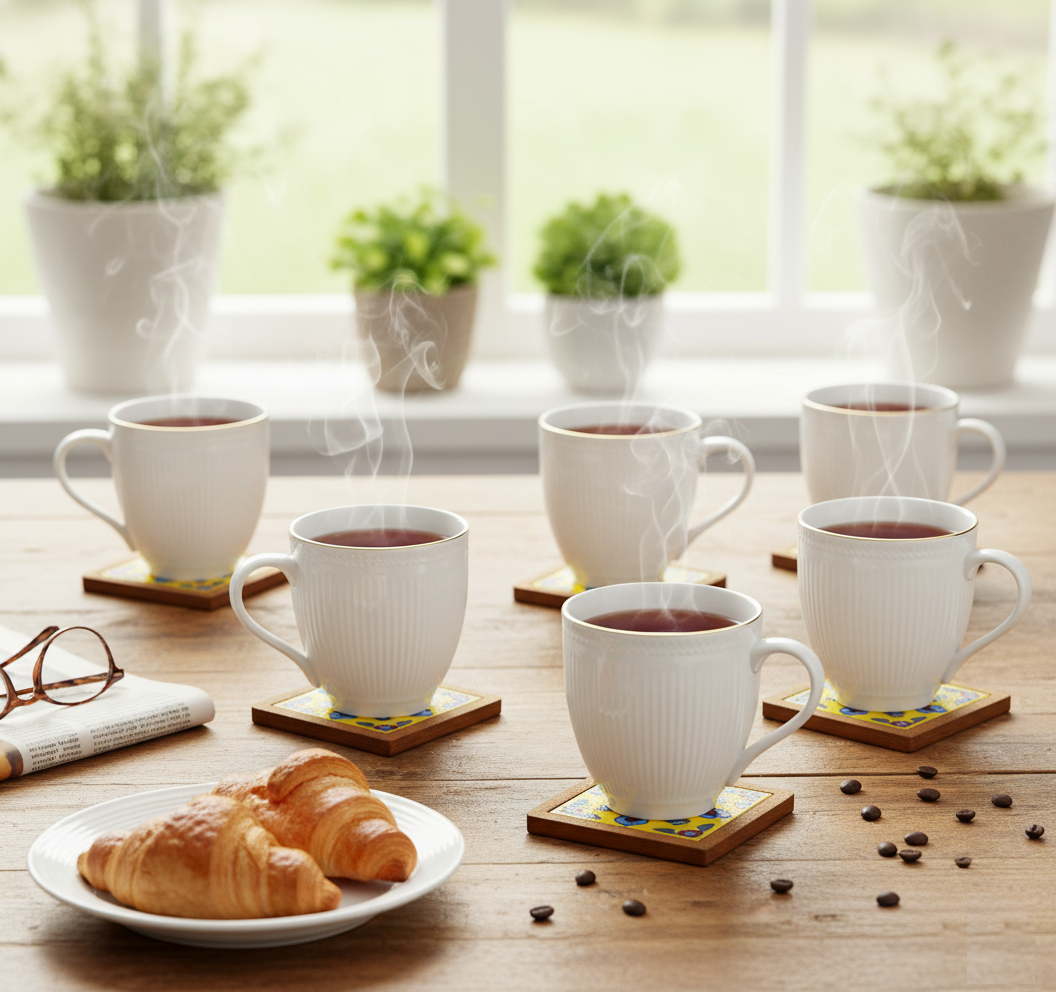 Clay Craft Onyx Impression 1101 Goldline Coffee & Tea Mugs Set of 6