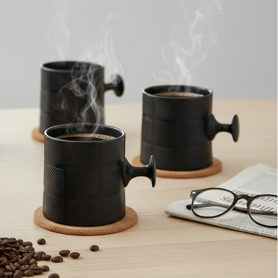 JCPL Bold Checkmate Coffee & Tea Mugs Set of 6, 200 ml,Black – Clay ...