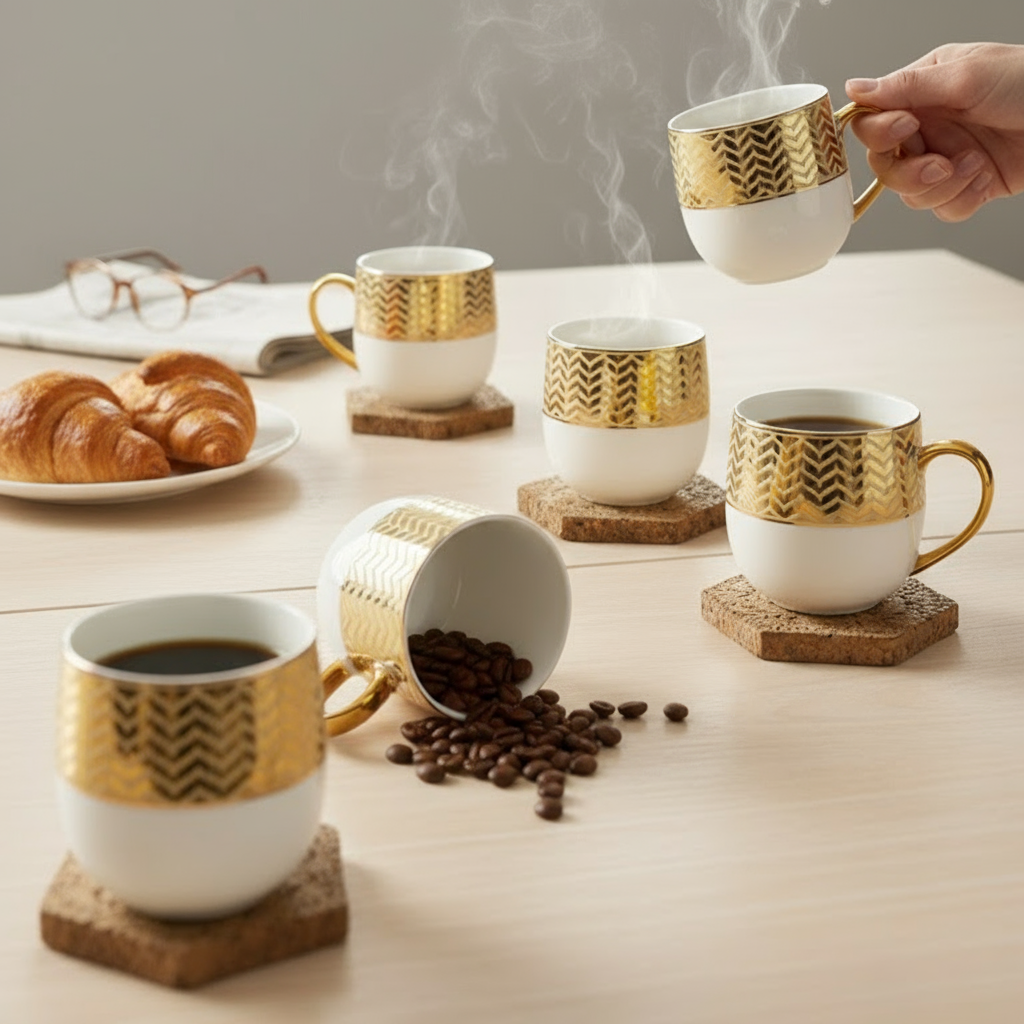 Clay Craft Charli Ebony Coffee & Tea Mugs Set of 6 (E656)