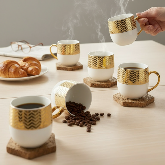 Clay Craft Charli Ebony Coffee & Tea Mugs Set of 6 (E656)