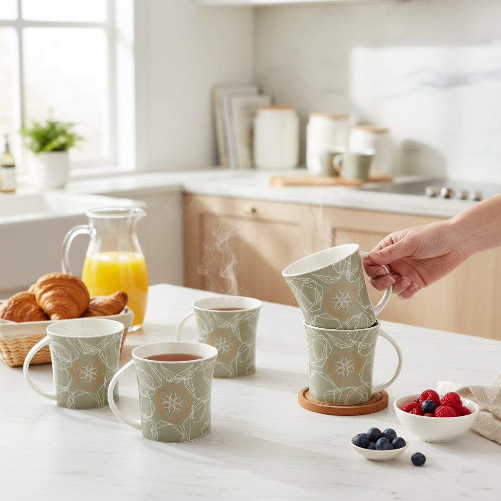 Clay Craft Director Hilton Coffee & Tea Mugs Set of 6 (H363)