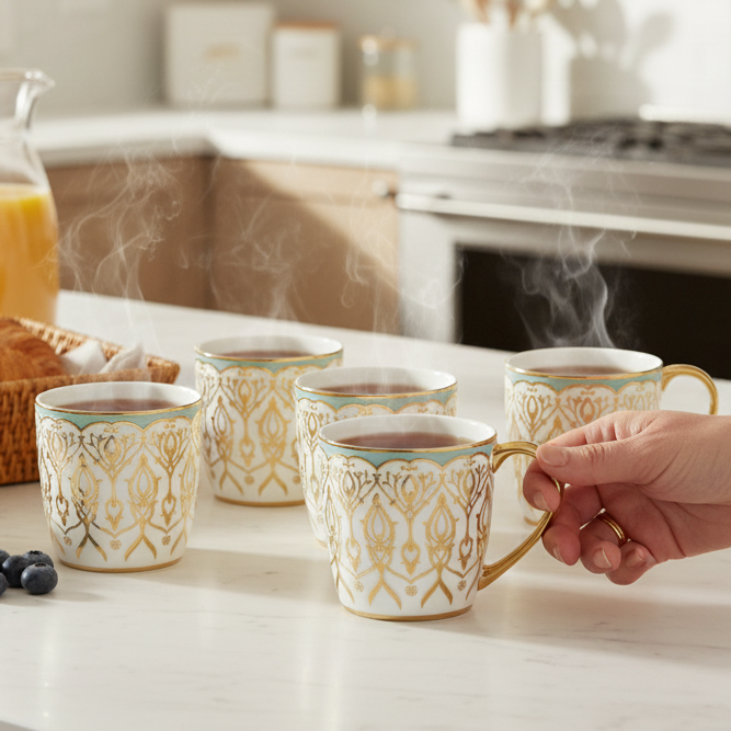 Clay Craft Alton Ebony Coffee & Tea Mugs Set of 6 (E629)