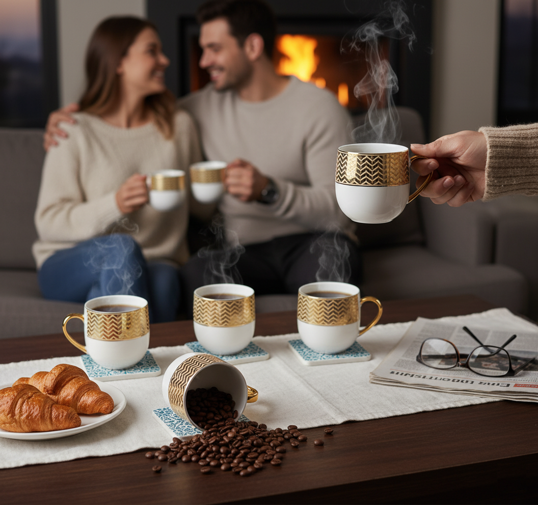 Clay Craft Charli Ebony Coffee & Tea Mugs Set of 6 (E656)