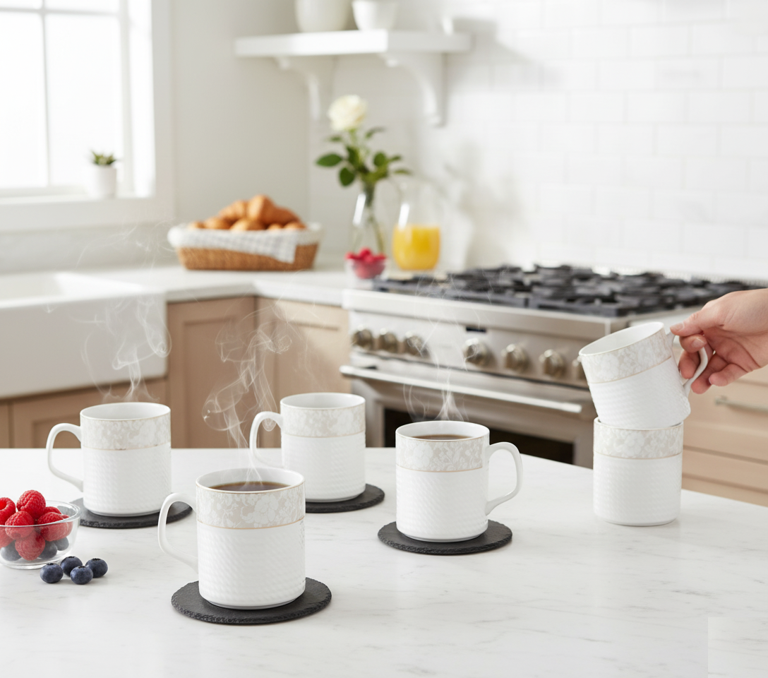 Clay Craft Strip Prasto Coffee & Tea Mugs Set of 6 (P209)