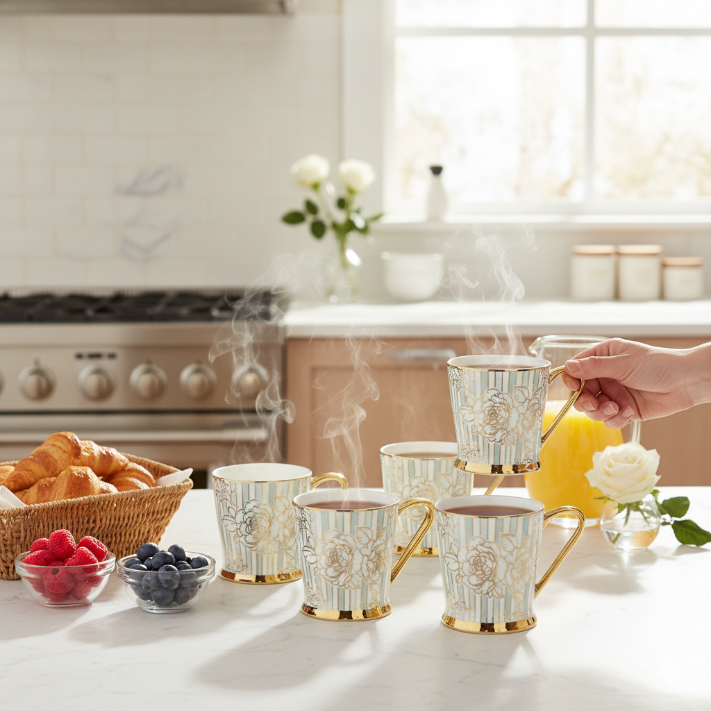 Clay Craft Peter Ebony Coffee & Tea Mugs Set of 6 (E631)