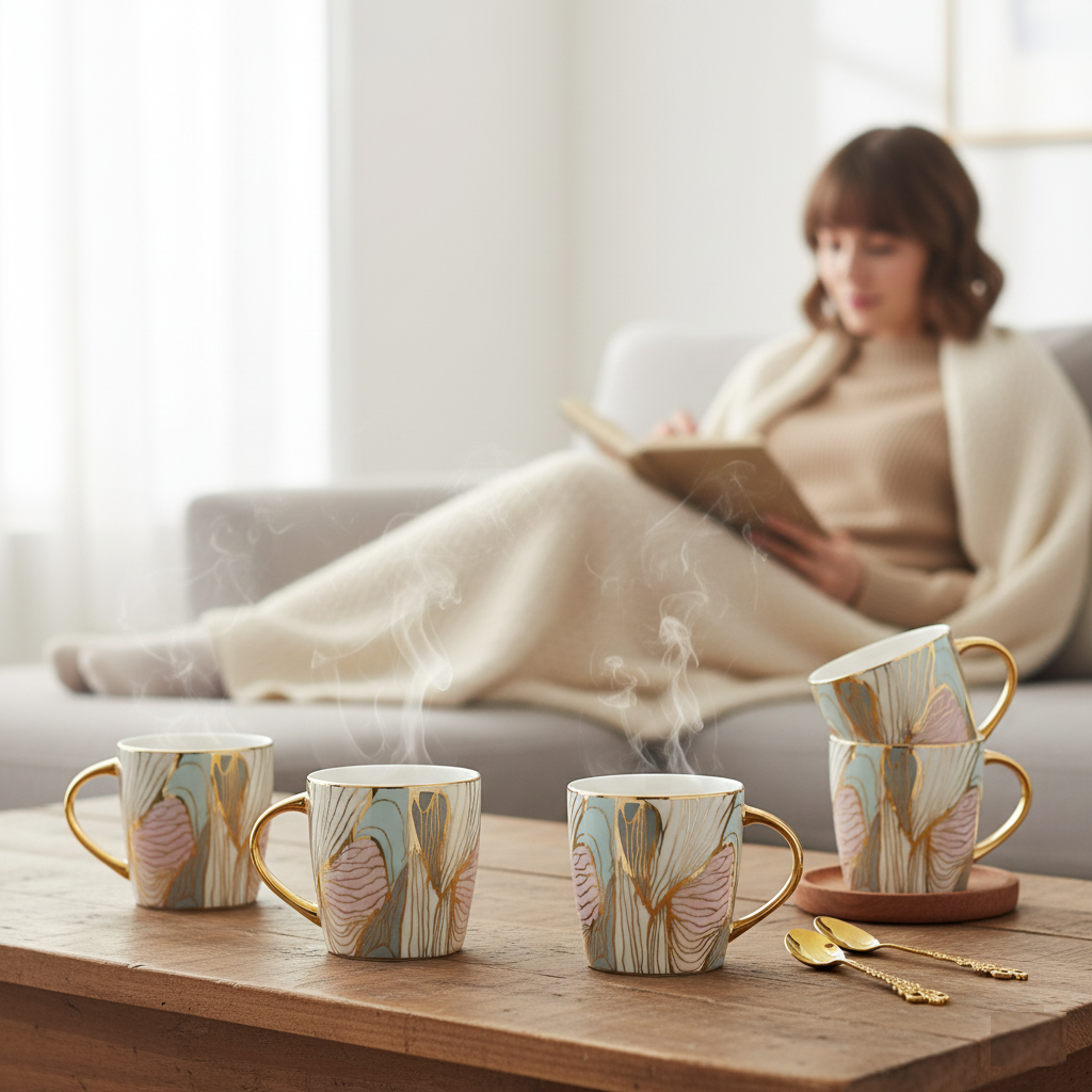 Clay Craft Rana Ebony Coffee & Tea Mugs Set of 6 (E606)