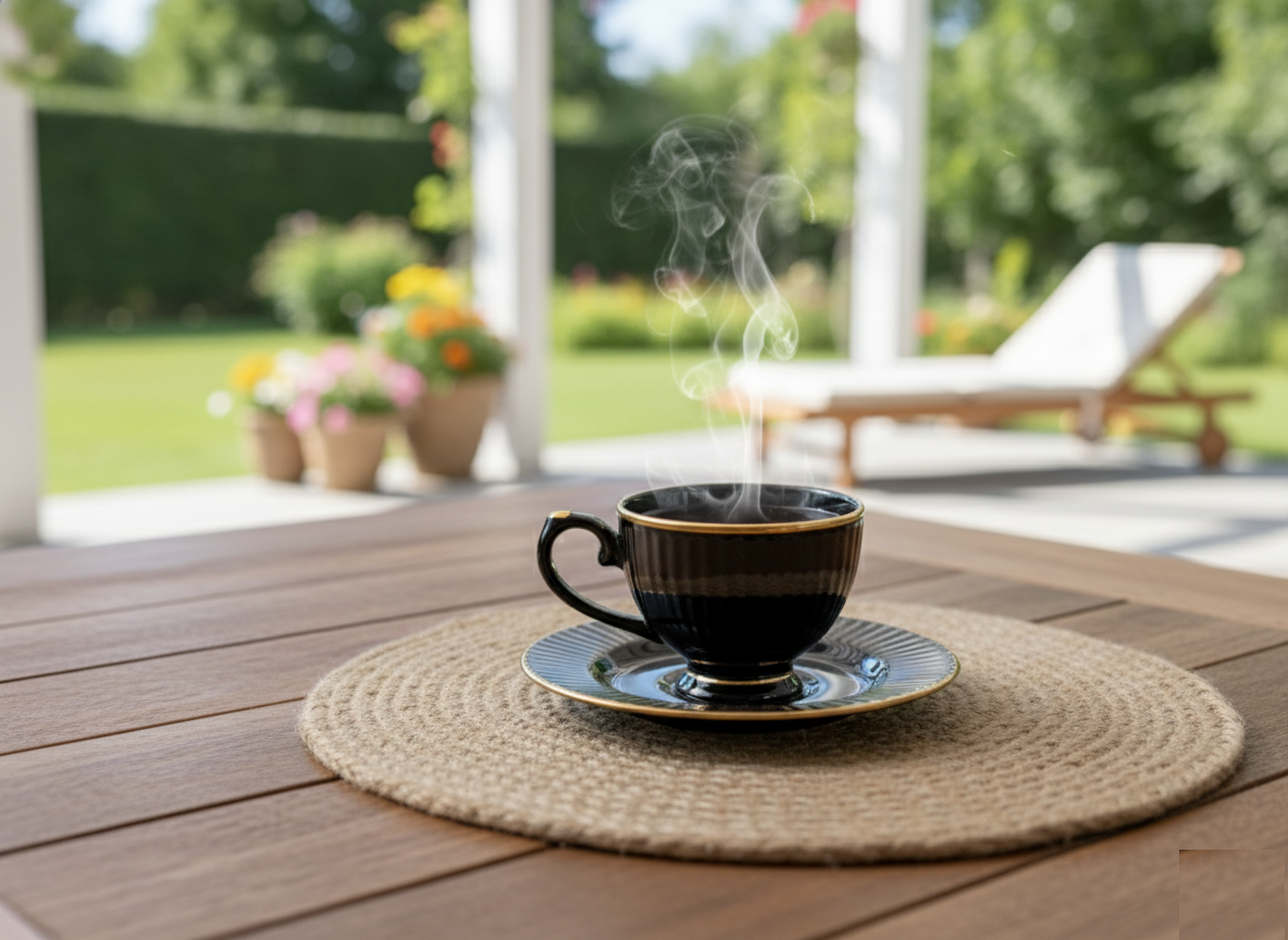 Clay Craft Julie Impression Cup & Saucer, Set of 12 (6 Cups + 6 Saucers), 170 ml, (Black)