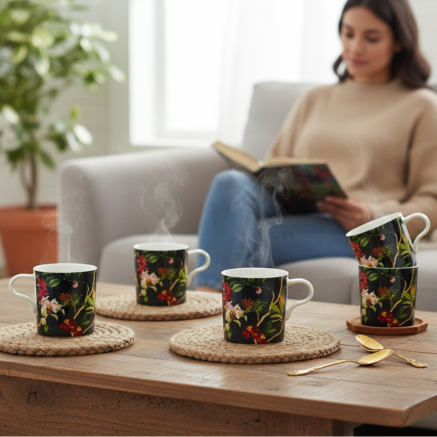 JCPL Louis Ebok Coffee & Tea Mugs Set of 6, 180 ml (ES302)