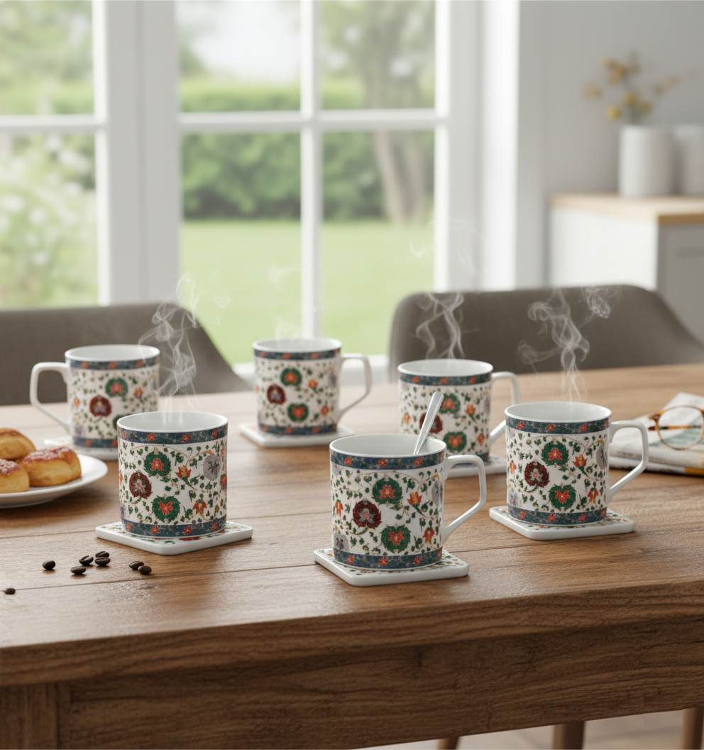 Clay Craft Director Hilton Coffee & Tea Mugs Set of 6 (H376)