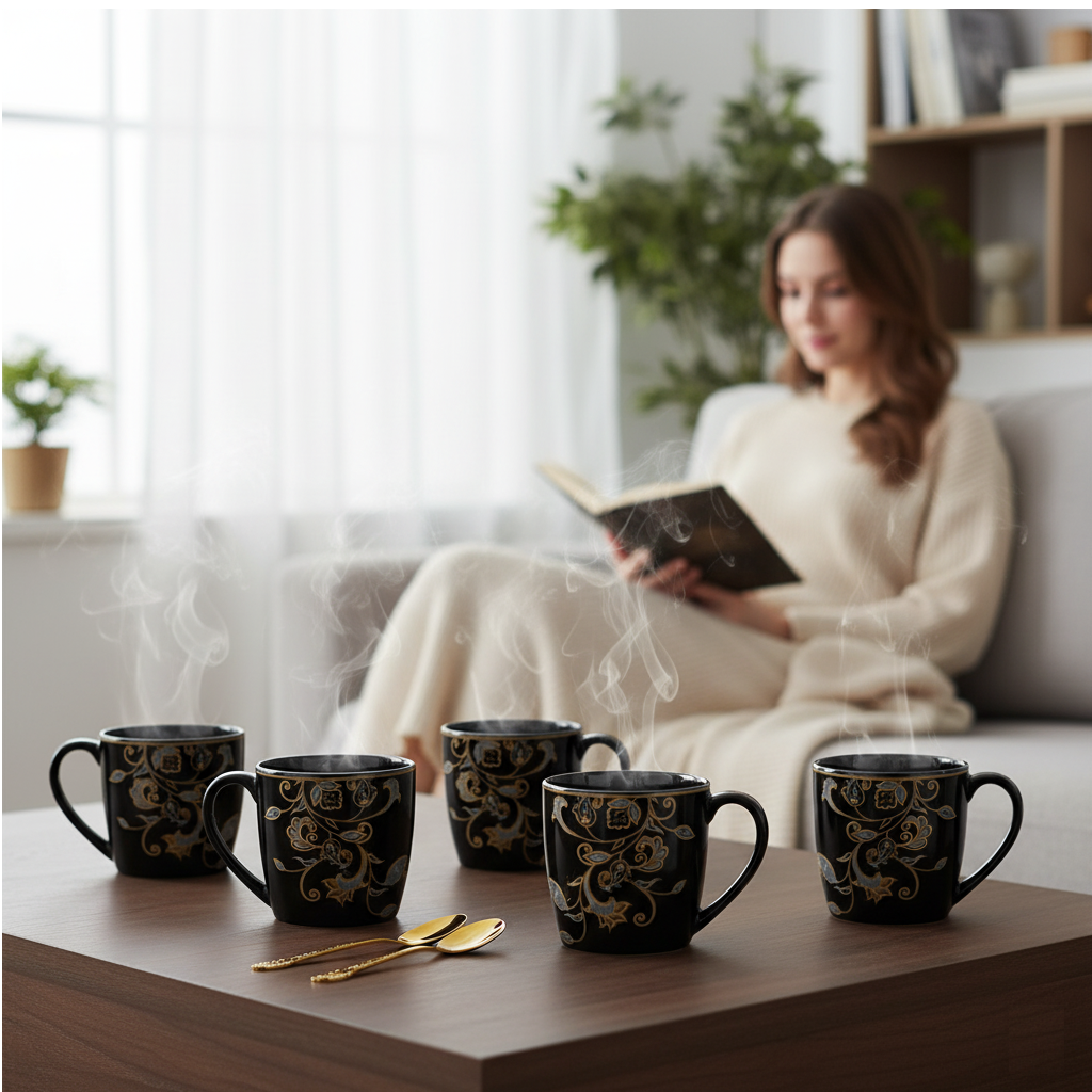 Clay Craft Alton Casper Coffee & Tea Mugs Set of 6, 180 ml (C402)