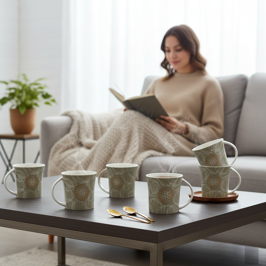 Clay Craft Director Hilton Coffee & Tea Mugs Set of 6 (H363)