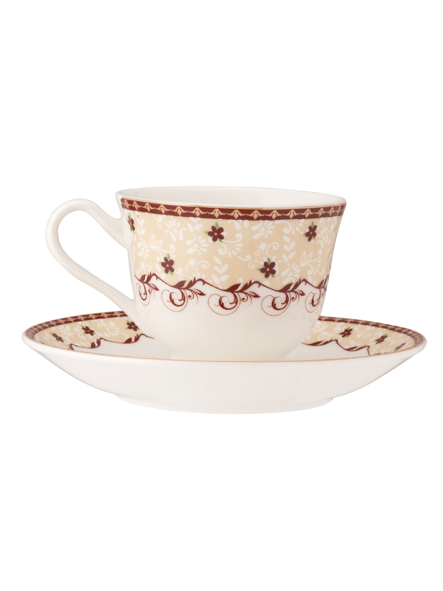 JCPL Georgian Super Cup & Saucer, 140ml, Set of 12 (6 Cups + 6 Saucers) (S361)