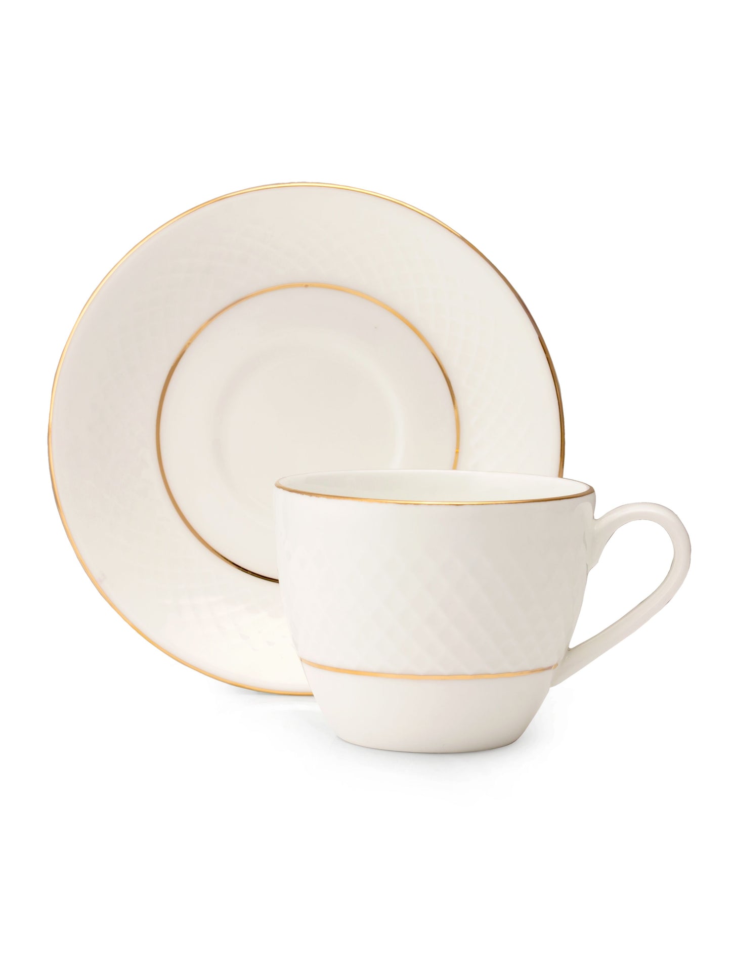 JCPL Pyro Gold Line Cup & Saucer, 160ml, Set of 12 (6 Cups + 6 Saucers) (110)