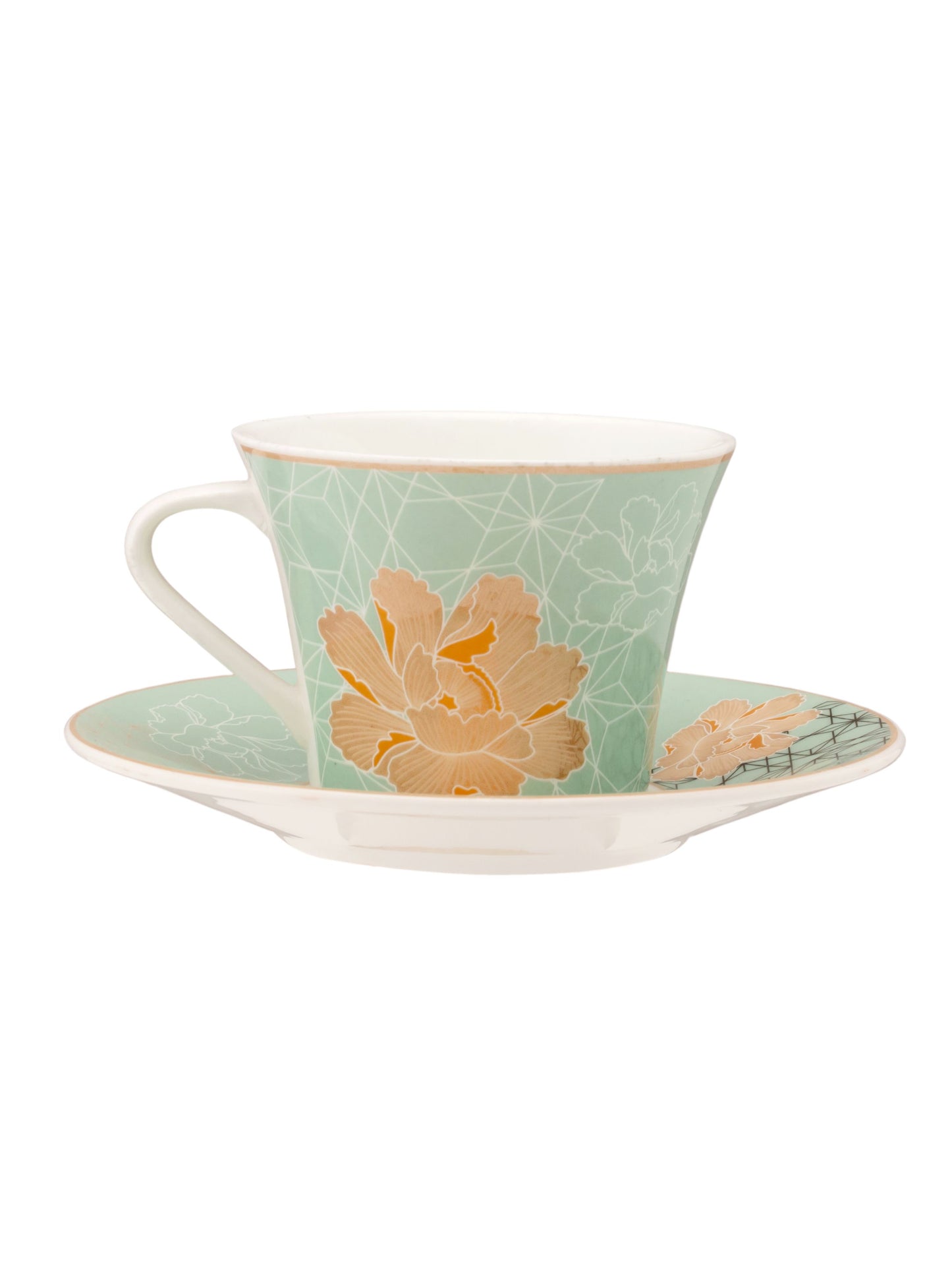 JCPL Gorge Gardenia Cup & Saucer, 210ml, Set of 12 (6 Cups + 6 Saucers) (GS309)