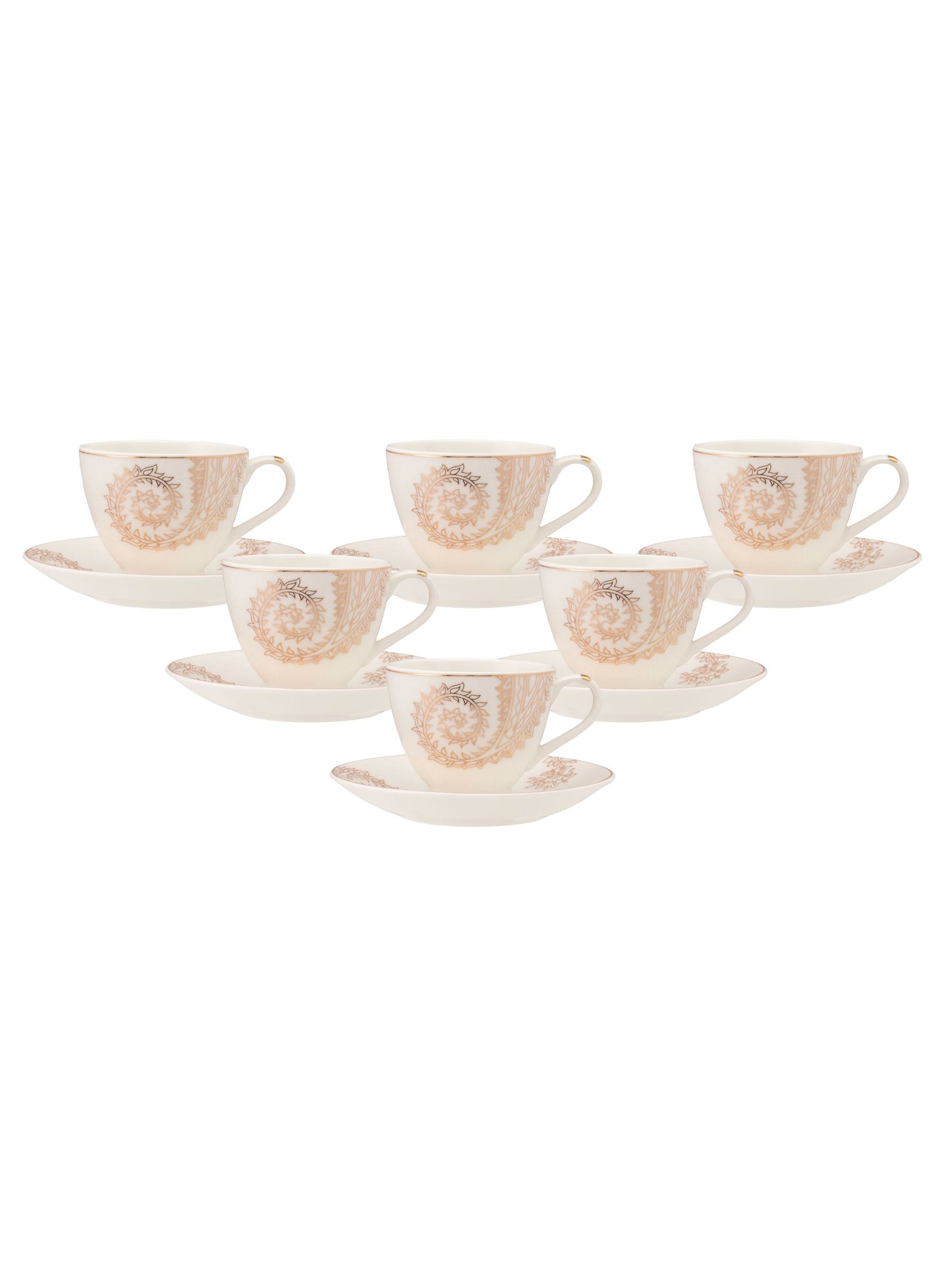 JCPL King Crysta Cup & Saucer, 160ml, Set of 12 (6 Cups + 6 Saucers) (CR404)