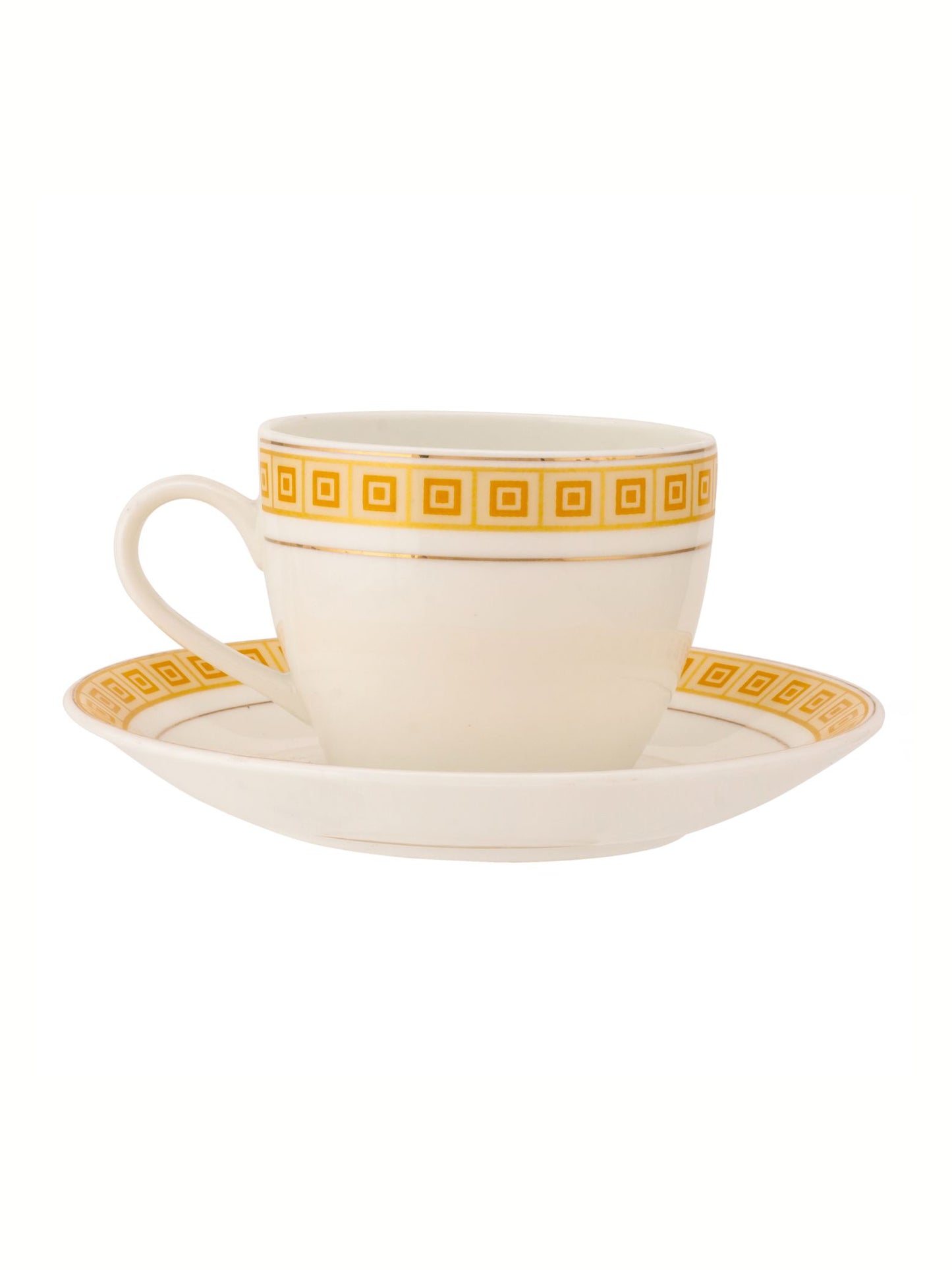 Cream Regal Cup & Saucer, 170 ml, Set of 12 (6 Cups + 6 Saucers) (R104)