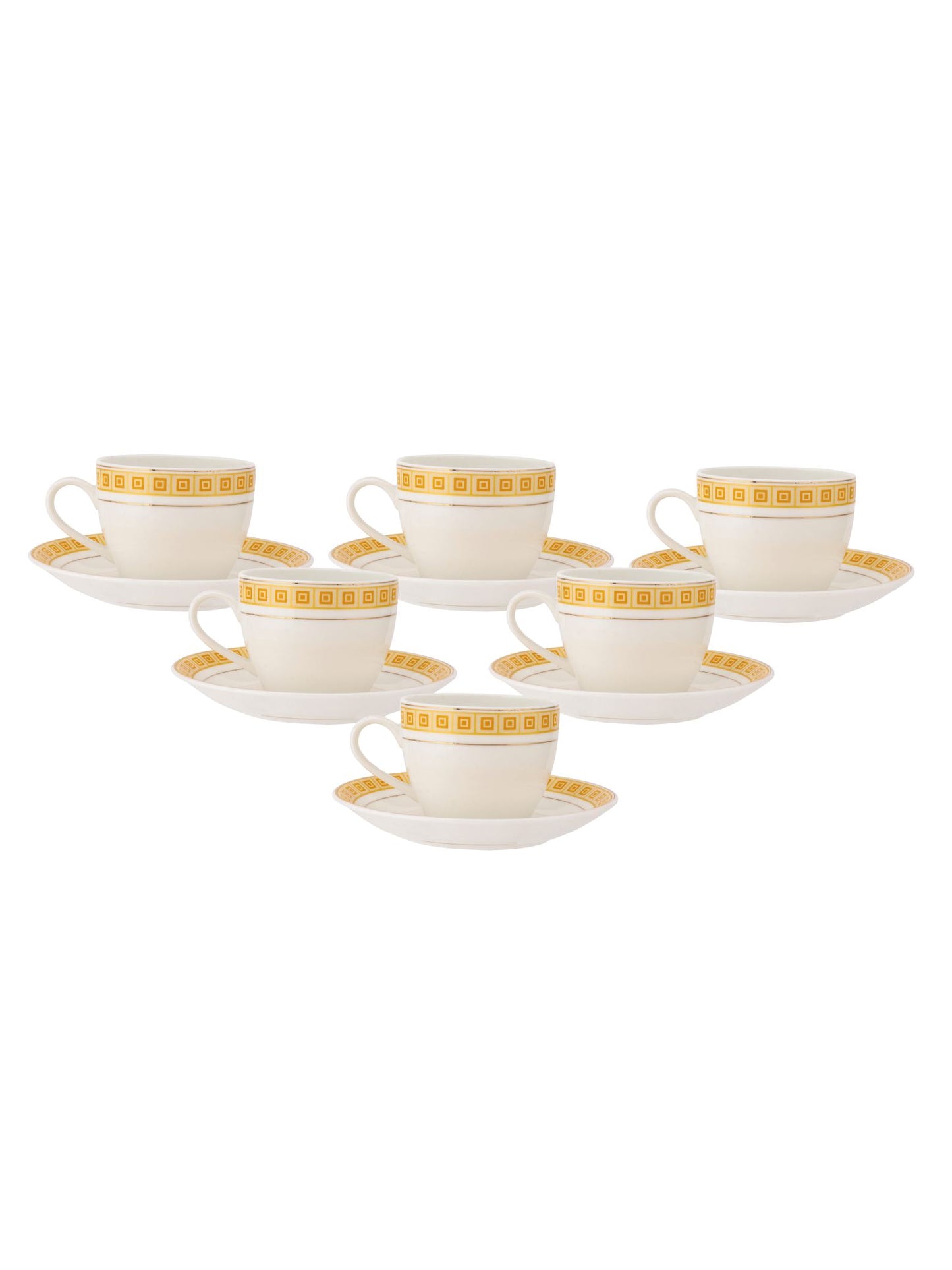 Cream Regal Cup & Saucer, 170 ml, Set of 12 (6 Cups + 6 Saucers) (R104)